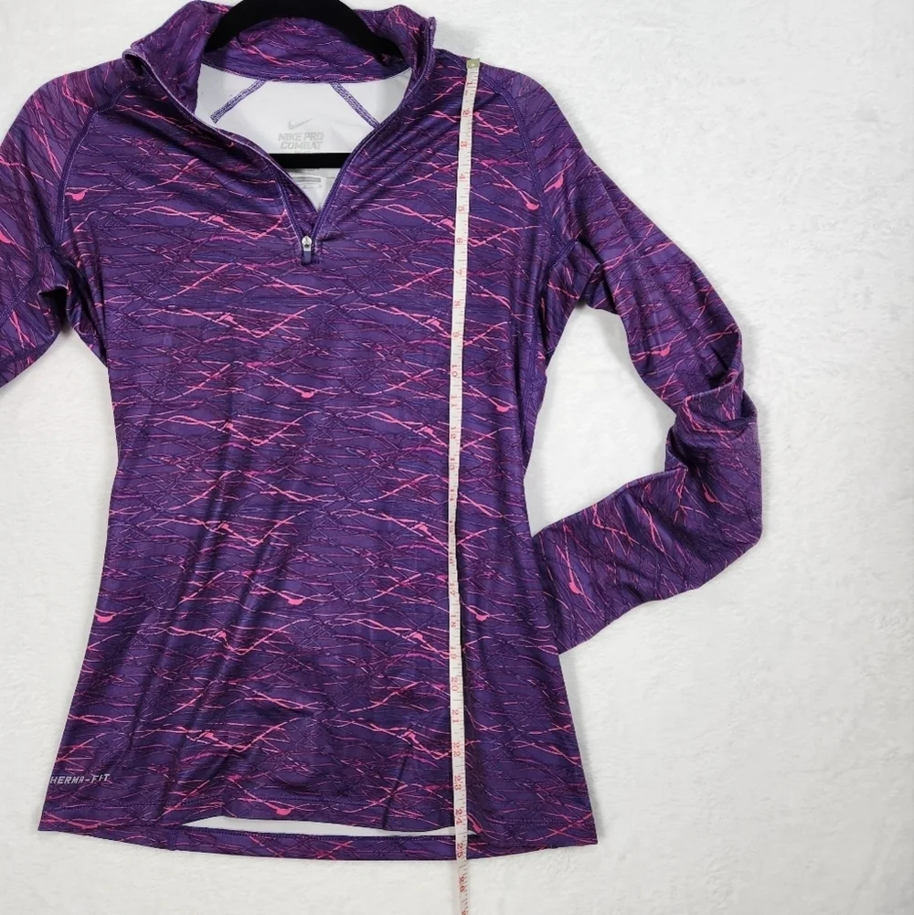 Nike pro combat purple fitted Dry-fit 1/2 zip up track jacket. Size medium
